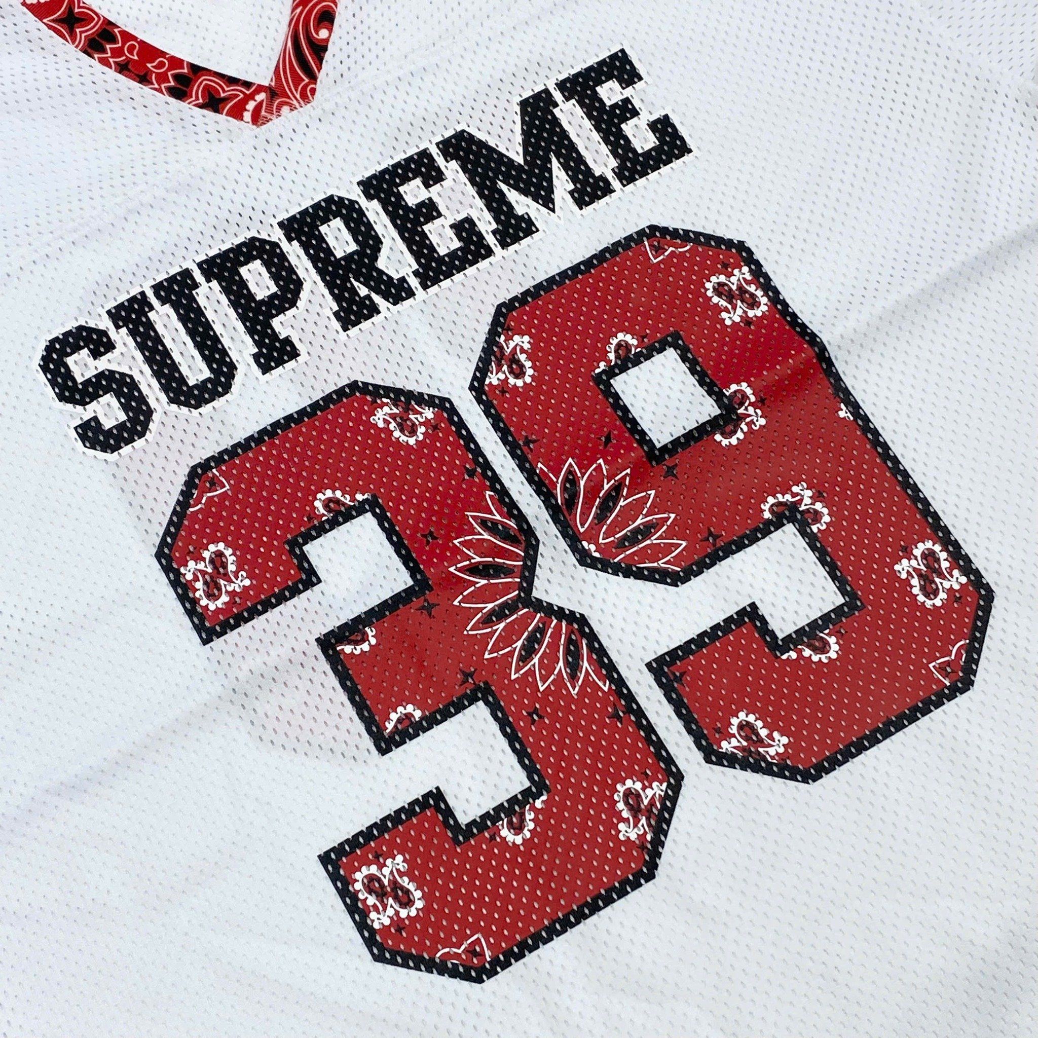  SUPREME JERSEY WHITE&RED 39 BANDANA FOOTBALL 