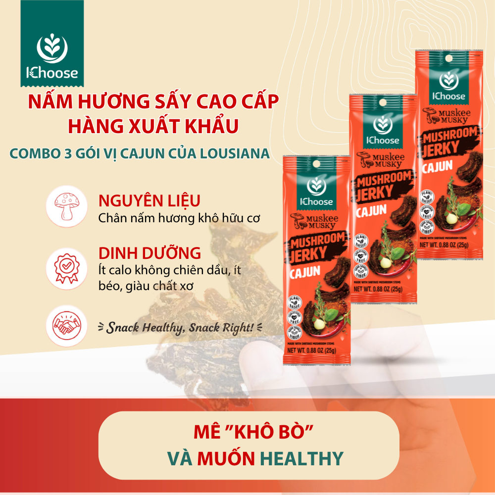 IChoose Muskee -  Khô nấm hương cao cấp Muskee 25 gram - vị Cajun