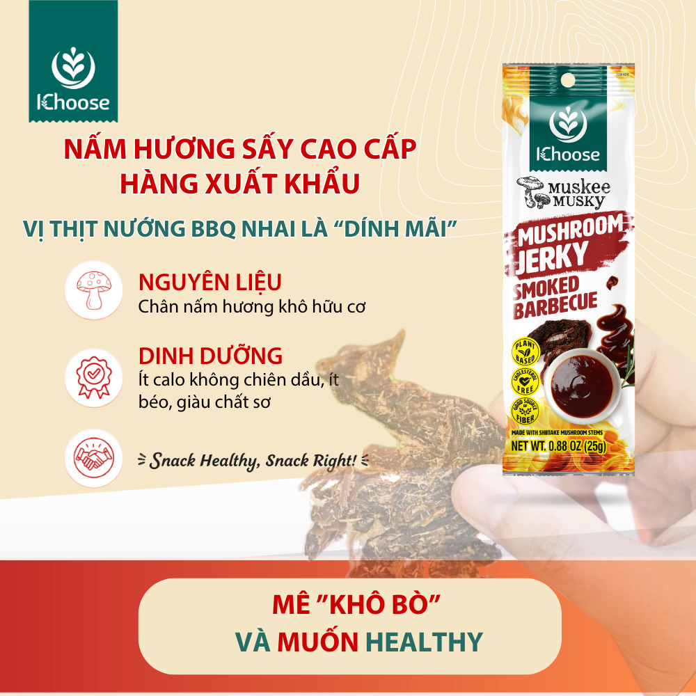 IChoose Muskee - Khô nấm hương cao cấp Muskee 25 gram - vị Barbecue
