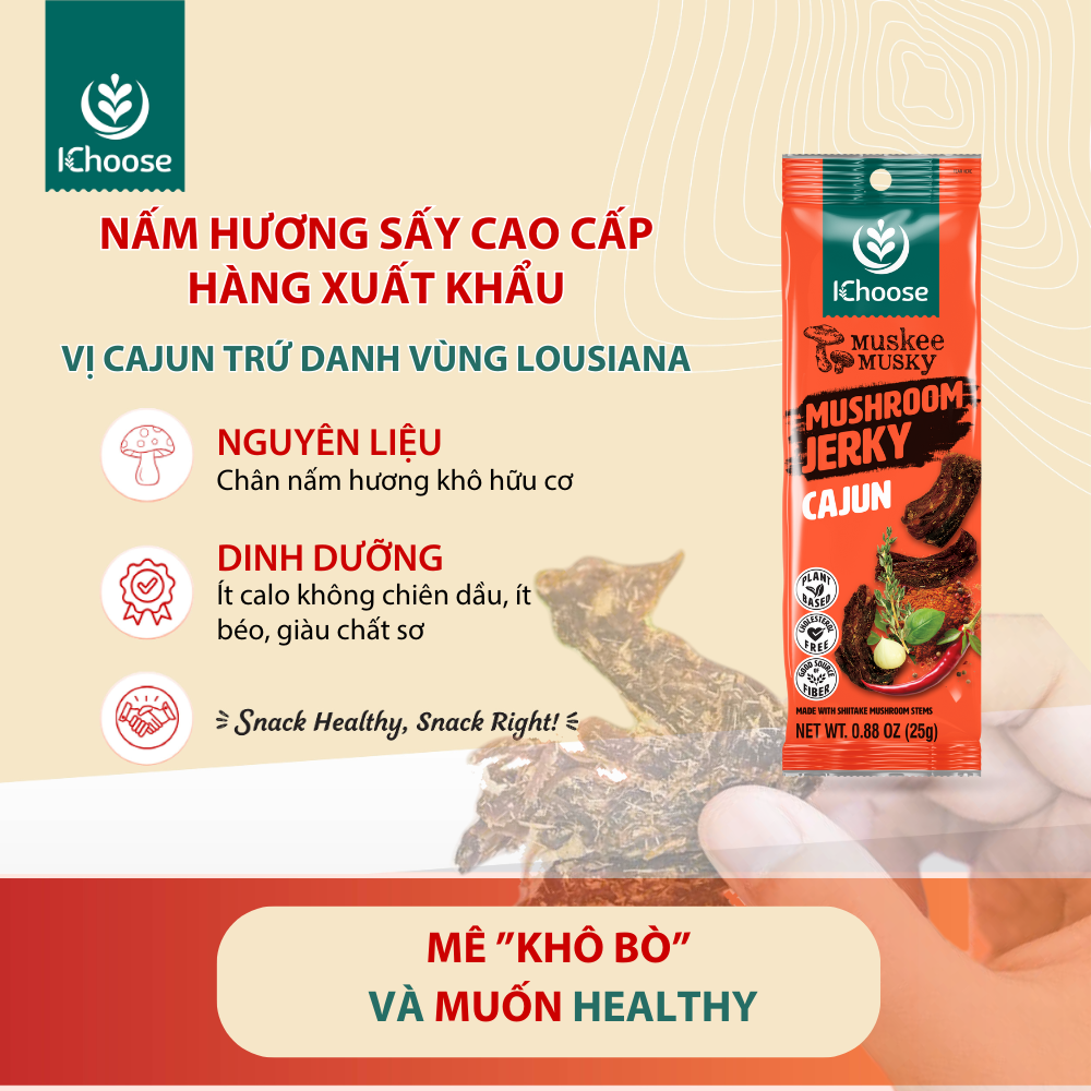 IChoose Muskee -  Khô nấm hương cao cấp Muskee 25 gram - vị Cajun