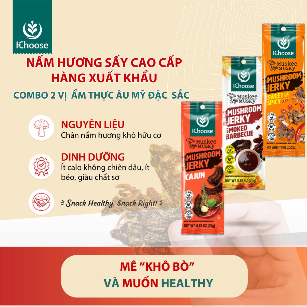 IChoose Muskee - Khô nấm hương cao cấp Muskee 25 gram - vị Barbecue