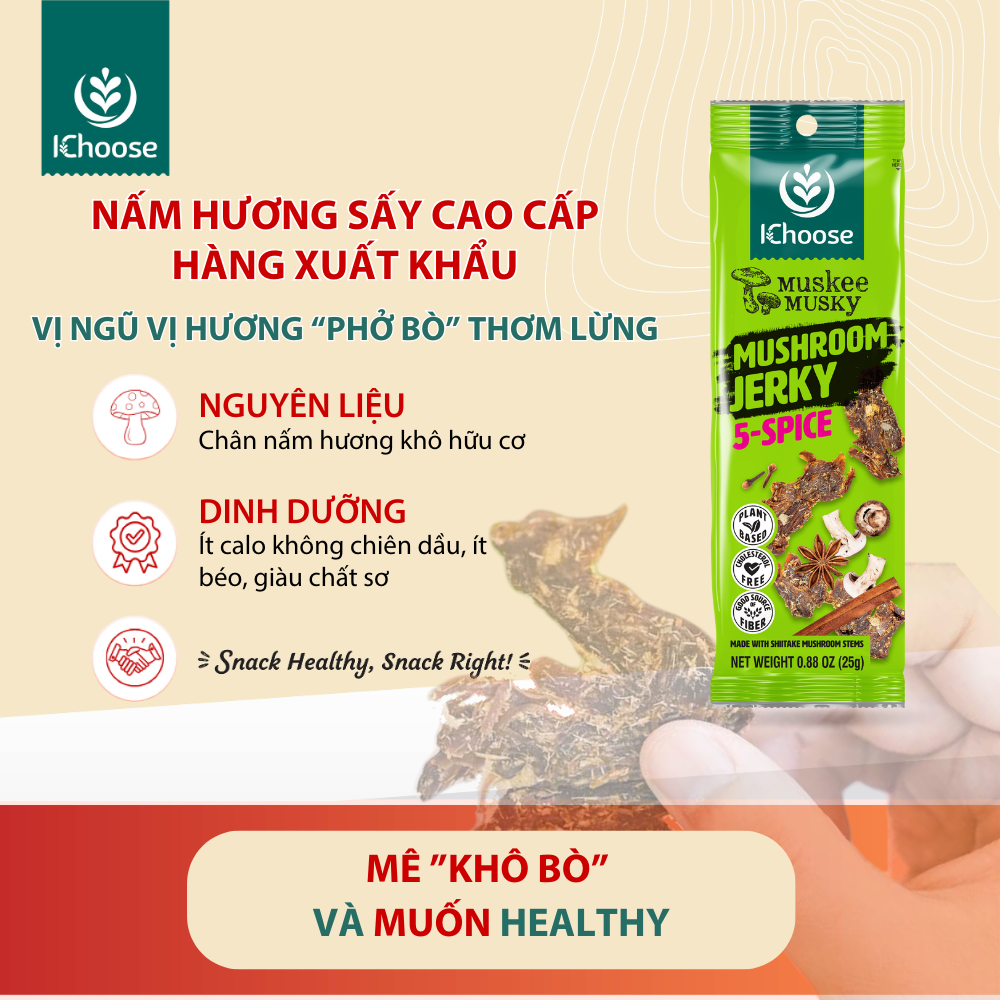 IChoose Muskee -Khô nấm hương cao cấp Muskee 25 gram - vị Ngũ vị hương