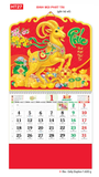  Lịch lò xo giữa gắn bộ số -  37 x 68cm - In Quảng Cáo Theo Yêu Cầu 