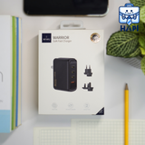  Củ sạc WiWU Warrior GaN 100W 4 cổng kèm đầu chuyển ổ cắm tương thích nhiều quốc gia 