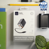  Củ sạc nhanh GaN WiWU Helix 67W tích hợp cáp rút Type-C 