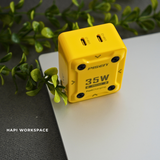  Củ sạc 35W Pisen Mecha 2 cổng C, chân sạc dẹt chuẩn US có thể gập gọn 