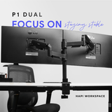  Giá đỡ 2 màn hình 17-32inch HyperWork P1 Dual Arm đôi setup 2 màn trên dưới 