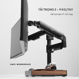  Giá đỡ 2 màn hình 17-32inch HyperWork P1 Dual Arm đôi setup 2 màn trên dưới 