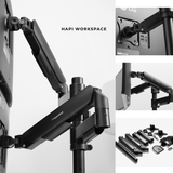  Giá đỡ 2 màn hình 17-32inch HyperWork P1 Dual Arm đôi setup 2 màn trên dưới 