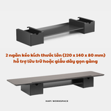  Kệ gỗ màn hình 2 tầng 2 ngăn kéo DS02 HyperWork để bàn 