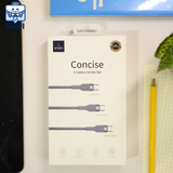  Cáp sạc WiWU Concise 3-in-1 100W WI-C033, combo 3 cáp, bọc dù 