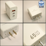  Củ sạc GaN WiWU Essen 65W 3 cổng chân dẹt US 