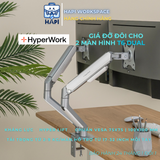  Giá đỡ 2 màn hình 17-32 inch Arm đôi HyperWork T6 Pro Dual hoàn thiện cao cấp, lực nâng cực khỏe 
