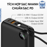  Pin Dự Phòng DEKEY Power Pioneer 22.5W tích hợp cáp Type-C 