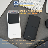  Sạc dự phòng 10.000/20.000 mAh 22.5W WiWU ESSEN tích hợp cáp C & L, hỗ trợ sạc nhanh đa thiết bị 