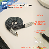  Cáp sạc WiWU Cyberlink sợi dẹt bọc dù, dây từ tính 