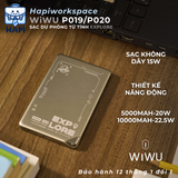  Sạc dự phòng từ tính WiWU Explore 5.000/10.000mAh, siêu mỏng, sạc không dây 15W, LED độc lạ 