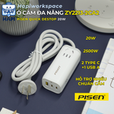  Ổ cắm đa năng Pisen Quick Công suất 2500W, tích hợp sạc nhanh 20W 