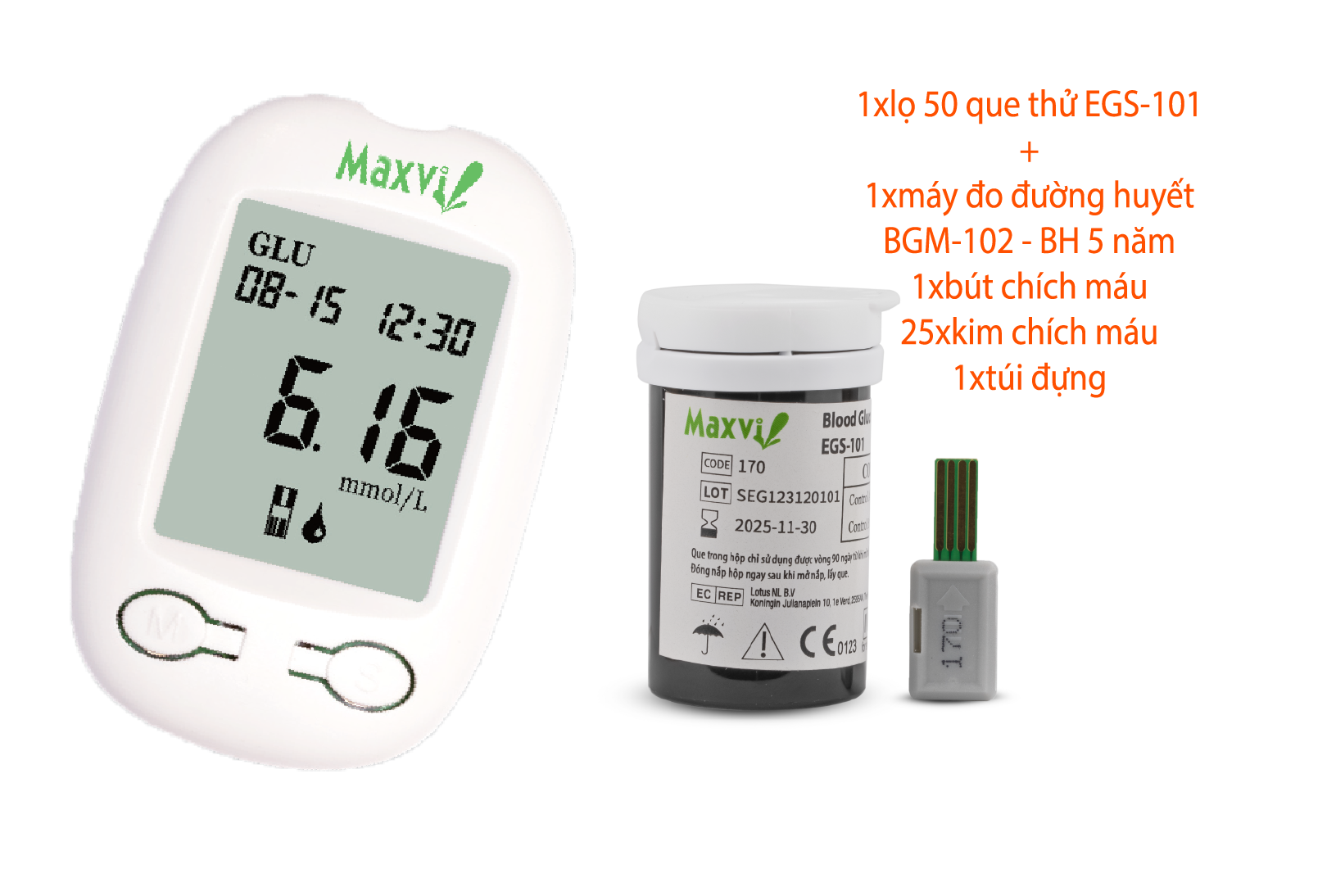  MÁY ĐO ĐƯỜNG HUYẾT MAXVI BG-709b ĐỌC CHỈ SỐ TIẾNG VIỆT CHỨNG NHẬN LƯU HÀNH TỰ DO CHLB ĐỨC - BỘ Y TẾ CẤP PHÉP 