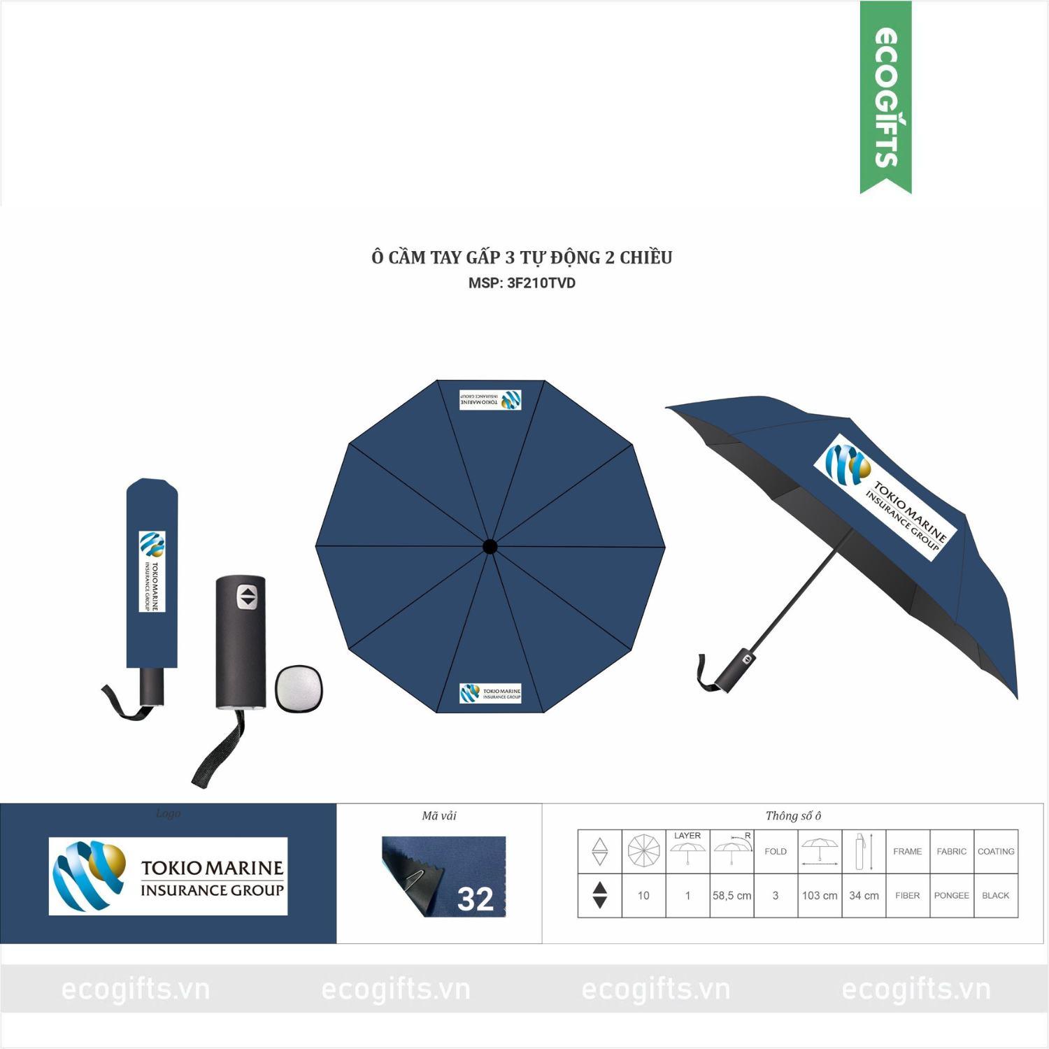  Ô gấp 3 2 chiều 