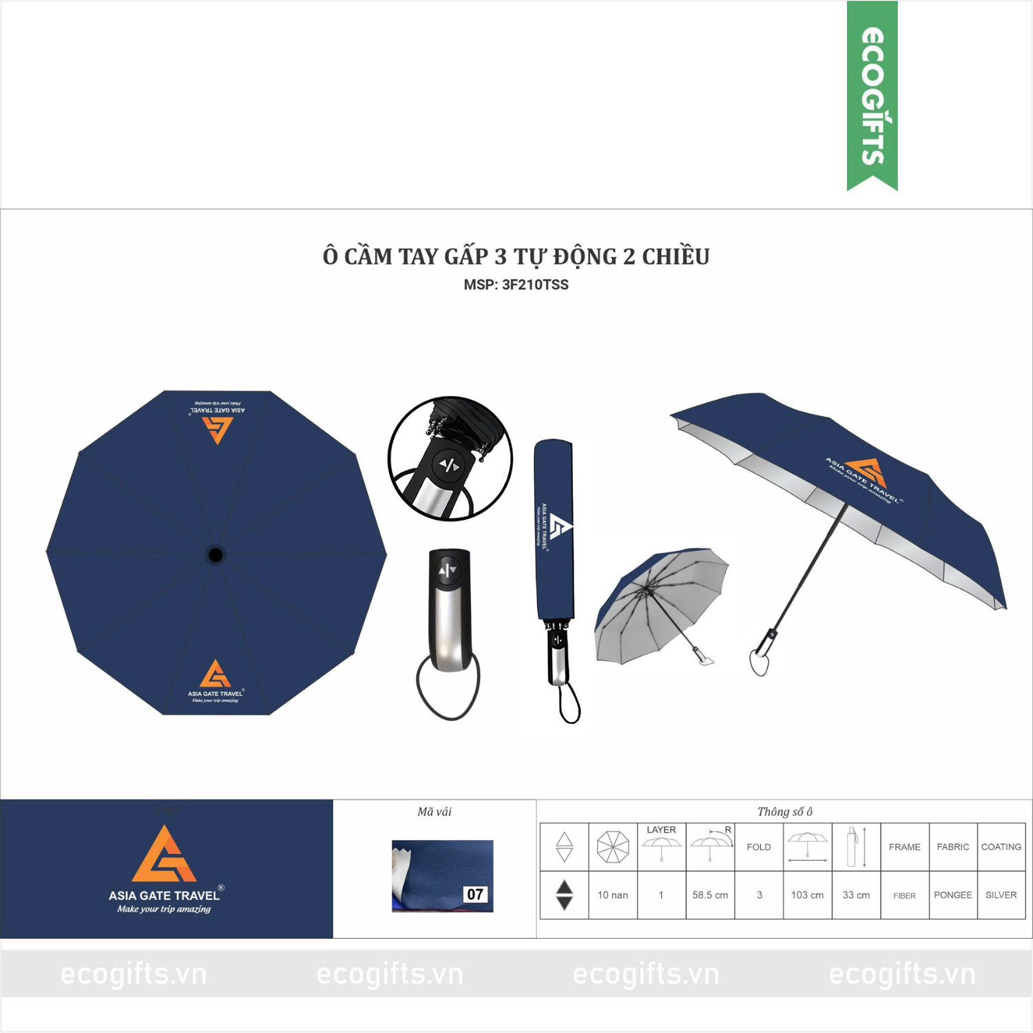  Ô gấp 3 2 chiều 