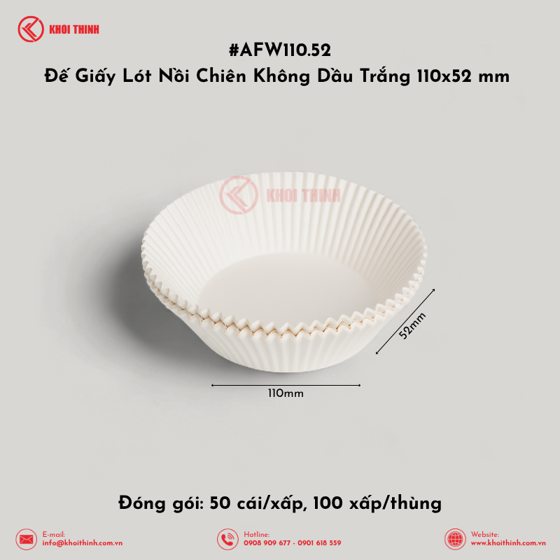  AFW110.52 Đế Giấy Lót Nồi Chiên Không Dầu Trắng 110x52 mm | Khôi Thịnh 