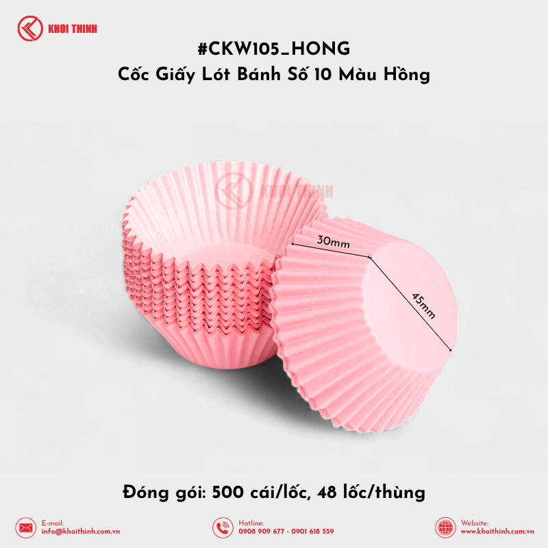  Cốc Giấy Lót Bánh Số 8, 10, 12, 15 Màu Hồng | Khôi Thịnh 