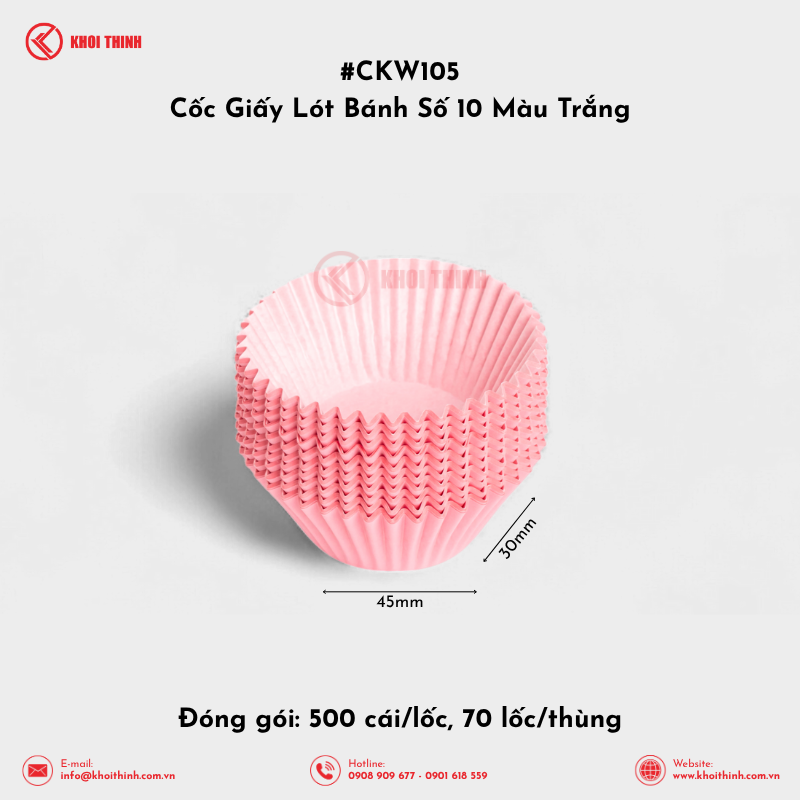  Cốc Giấy Lót Bánh Số 8, 10, 12, 15 Màu Hồng | Khôi Thịnh 