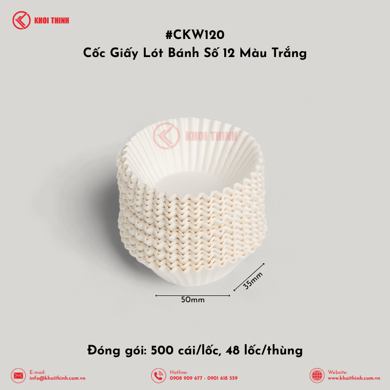  Cốc Giấy Lót Bánh Số 8, 10, 12, 15 Màu Trắng | Khôi Thịnh 