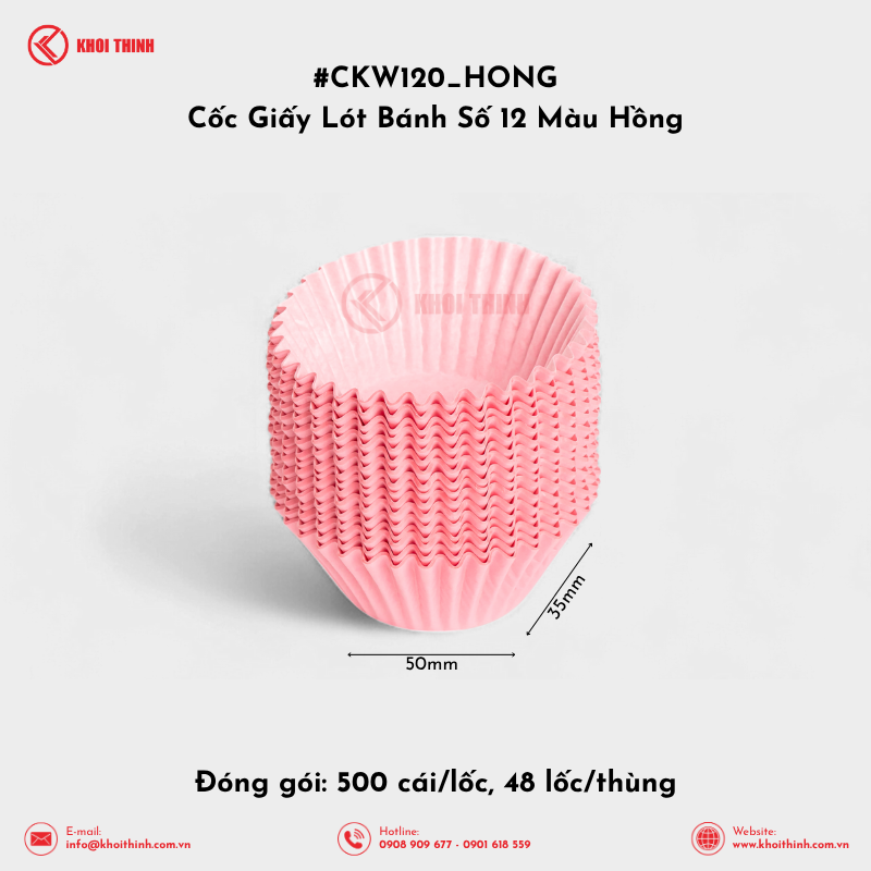  Cốc Giấy Lót Bánh Số 8, 10, 12, 15 Màu Hồng | Khôi Thịnh 