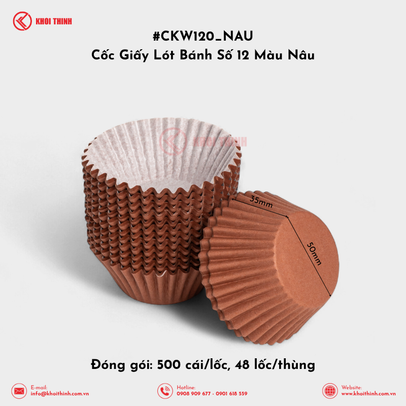  Cốc Giấy Lót Bánh Số 8, 10, 12, 15 Màu Nâu | Khôi Thịnh 