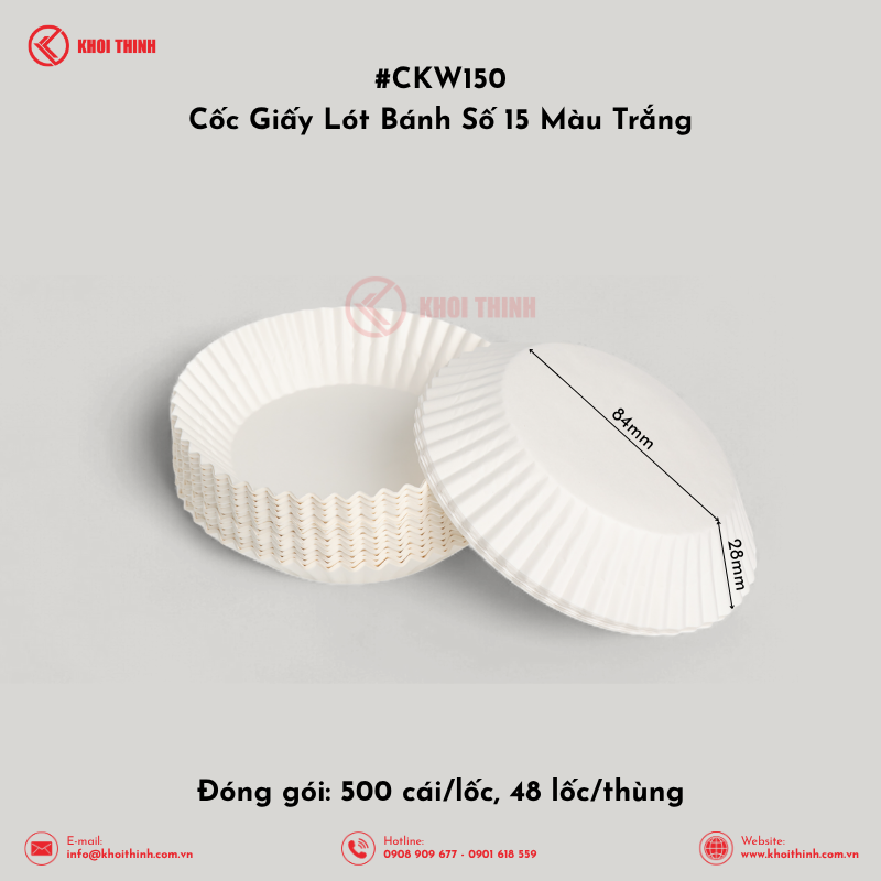  Cốc Giấy Lót Bánh Số 8, 10, 12, 15 Màu Trắng | Khôi Thịnh 