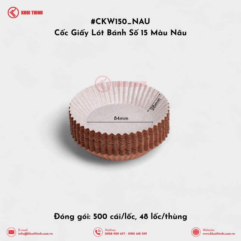  Cốc Giấy Lót Bánh Số 8, 10, 12, 15 Màu Nâu | Khôi Thịnh 