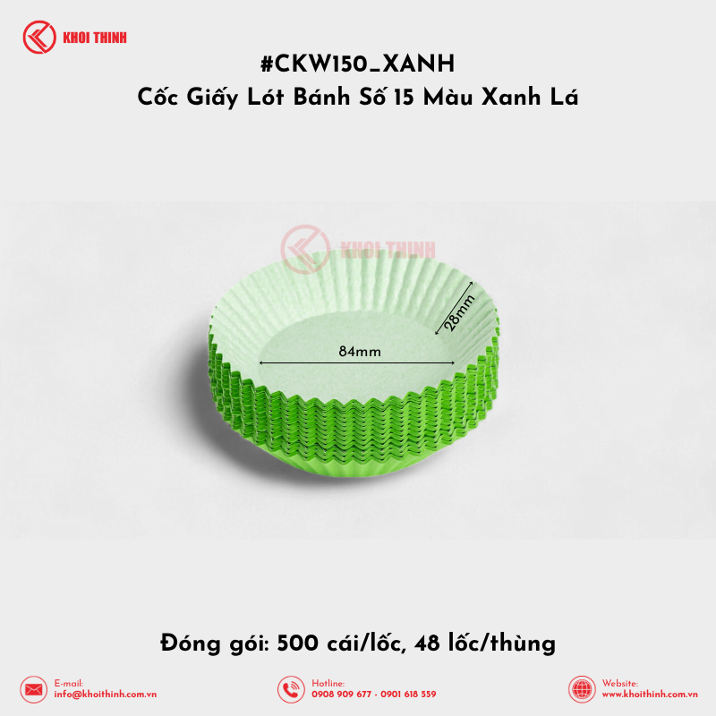  Cốc Giấy Lót Bánh Số 8, 10, 12, 15 Màu Xanh Lá | Khôi Thịnh 