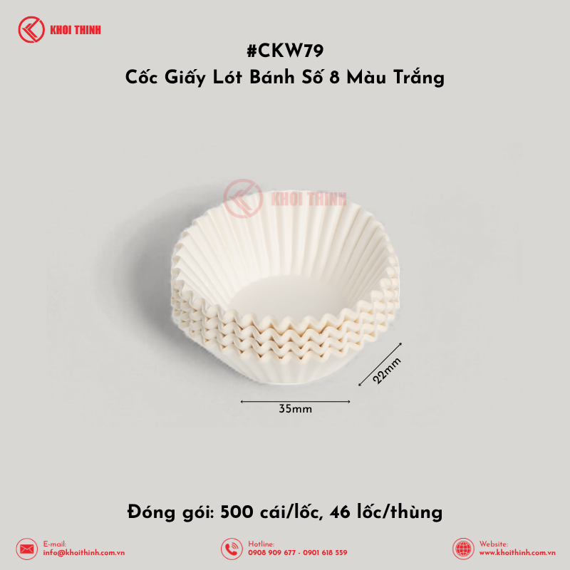  Cốc Giấy Lót Bánh Số 8, 10, 12, 15 Màu Trắng | Khôi Thịnh 