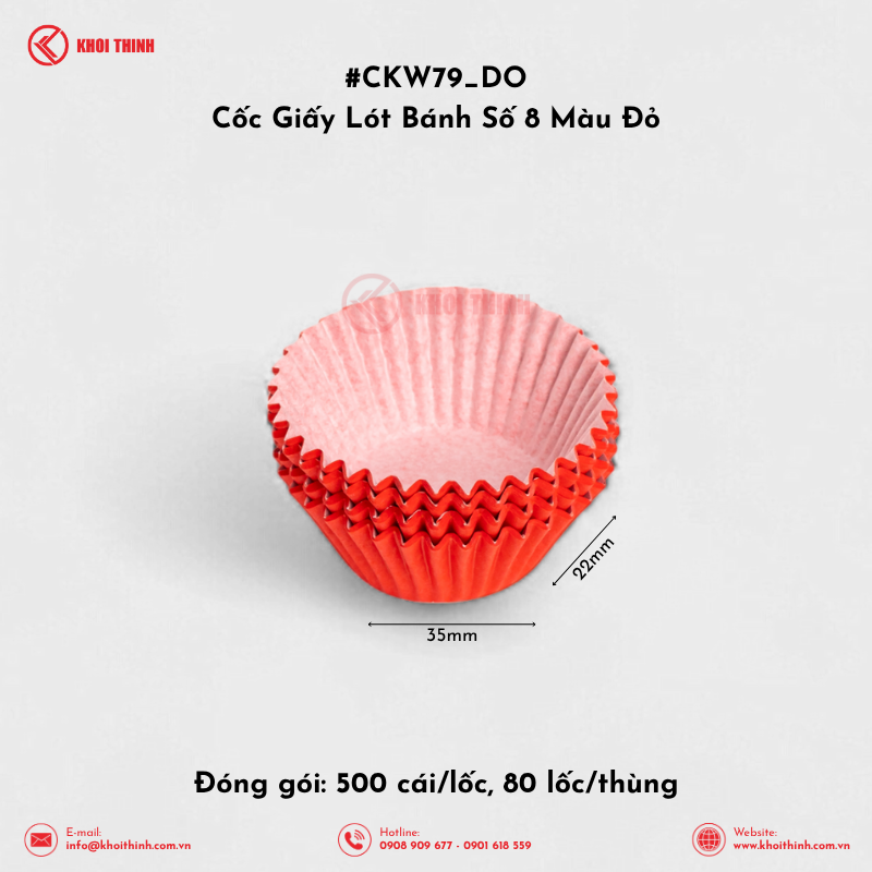  Cốc Giấy Lót Bánh Số 8, 10, 12, 15 Màu Đỏ | Khôi Thịnh 
