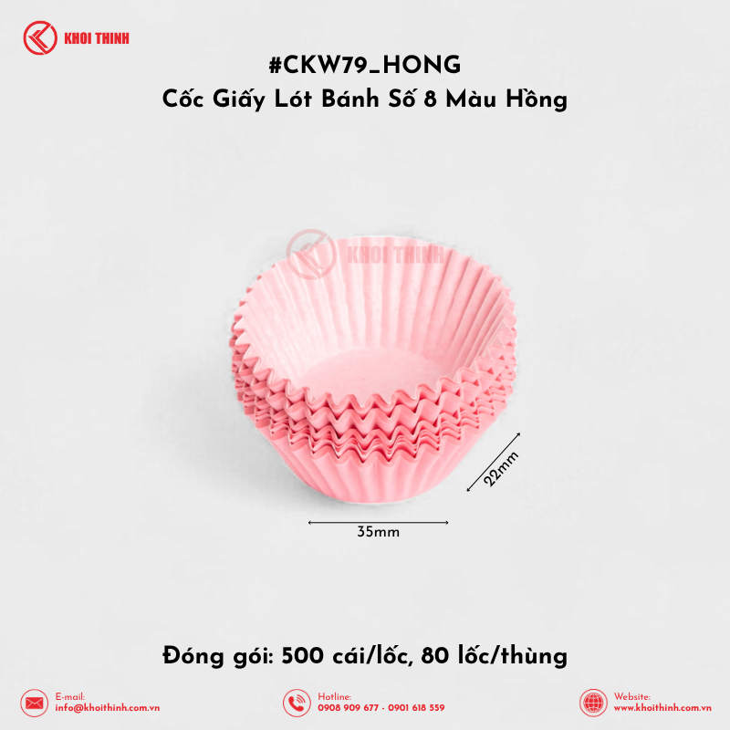  Cốc Giấy Lót Bánh Số 8, 10, 12, 15 Màu Hồng | Khôi Thịnh 
