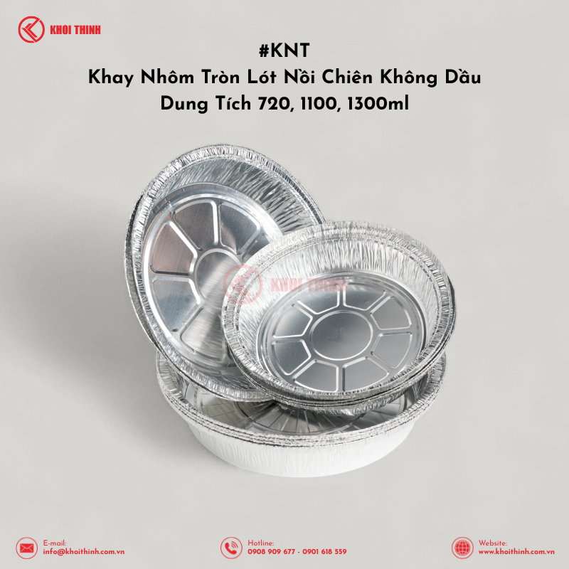  KNT229-1300 Khay Nhôm Tròn Miệng 229mm Dung Tích 1300ml | Khôi Thịnh 