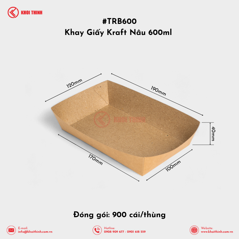  Khay Giấy Kraft Nâu - Nhiều Size 