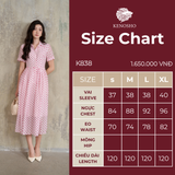  K838 Đầm tơ chấm bi hồng dáng xòe thanh lịch Kenosho 
