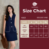  K823 Chân váy chữ A dáng ngắn xanh navy cao cấp Kenosho 