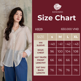  K829 Áo sơ mi nữ chấm bi đen trắng dài tay Kenosho 