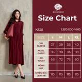  K828 Đầm lụa tơ tằm thiết kế tay dài phối choker sang trọng Kenosho 
