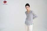  K670 Áo sơ mi nữ, kẻ sooc, thoáng mát, thanh lịch dành cho mùa hè | Kenosho 