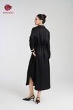  Đầm Sơ Mi Đen Dáng Dài Thắt Eo Thanh Lịch - K808 