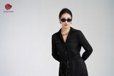  Đầm Sơ Mi Đen Dáng Dài Thắt Eo Thanh Lịch - K808 