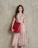  K839 Váy tơ hoa Tulip màu hồng pastel phối lót cotton 100%. 