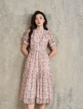  K839 Váy tơ hoa Tulip màu hồng pastel phối lót cotton 100%. 