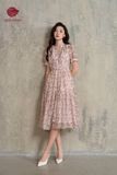  K839 Váy tơ hoa Tulip màu hồng pastel phối lót cotton 100%. 