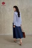  K825 Chân váy Denim dáng dài Indigo phối chỉ nổi Kenosho 